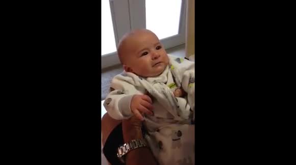 Cute baby reacts to fart noise