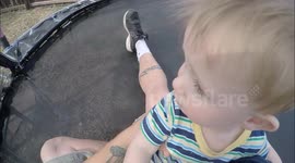JJ rolling on the trampoline