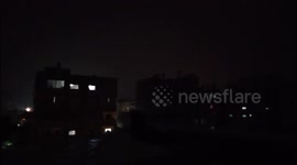 The atmosphere of rain and lightning in Gaza City