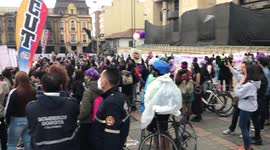 Feminist March in Bogota, Colombia to commemorate the day of non-violence against women