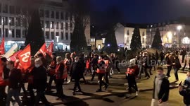 Thiusands start to march through downtown Nantes, France against a new security bill