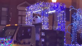 Dancing Panda Shows Up On The Streets In ZooLights Express