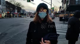 Interview with a woman standing in a long line to get tested for Covid in Brooklyn, New York