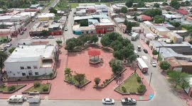Aerial view of the Baviacora community belonging to the towns of the Rio Sonora in Mexico. agricultural and livestock area