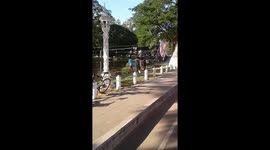 Kids fishing in River, Siem Reap town near Angkor Wat, Cambodia, during Covid Pandemy 11/2020