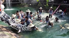 Dramatic moment bridge SNAPS, plunging 30 Miss Thailand contestants into dirty pond