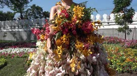 Colourful flower display at ancient fort marks New Year in Thailand