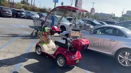 Newsflare Edit - HAPPY HANUKKAH FROM SUNNY LOS ANGELES WITH A JEWISH HANUKKAH THEMED MOBILE DISABILITY SCOOTER