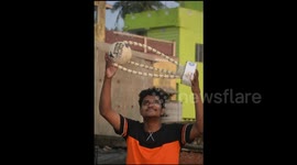Indian artist uses 3,500 matchsticks to replicate famous cricket trophy