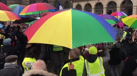 Rainbow Umbrella protest in front of the State Council and the Louvre