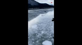 Mind Blowing view and skating fun at frozen lake of Lac Des Arcs