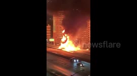 US: Overturned Truck Catches Fire On Expressway In Queens, NY 5