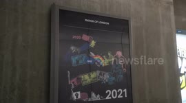 New Year's Eve poster in London tells everyone to stay home