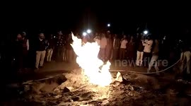 Panic in Indian village when borewell bursts into flames