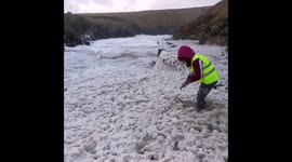 Storm Bella hits Ireland bringing large amounts of sea foam