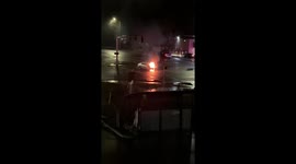 Car on fire after crash in Troutdale, Oregon