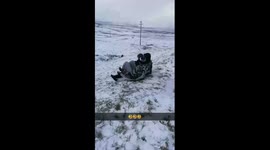 The hilarious moment girl gets pulled down snowy hill by her dog