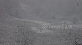Watch as heavy snow falls across the Bollin Valley in Macclesfield, Cheshire, UK