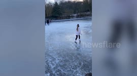 9-year-old girl stuns neighbours by figure skating on frozen street in Scottish town
