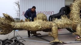 Chinese men transform abandoned tyres into  impressive artwork