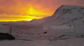 Christmas sunrise over the mountains of glencoe
