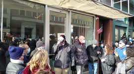 Bayridge Democrats gather outside Republican Congresswoman Nicole Malliotakis in Brooklyn ny demanding she invokes the 25th amendment on president trump