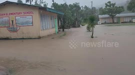 School flooded after heavy rain from northeast monsoon hits Philippines