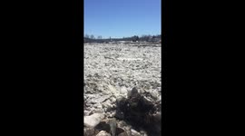 Damage done by ice debacle from an unfreezing river