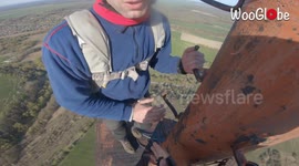 This is what base jumping from a 750-foot-high antenna looks like
