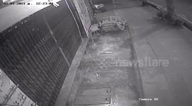 Motorcycle rider loses control on bend and crashes into shopfront