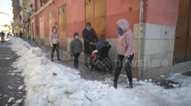 Madrid reactivated after heavy snowfall of Filomena in Madrid 12nd January, 2021.