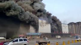 Fire breaks out in abandoned cold storage warehouse at eastern China wholesale market