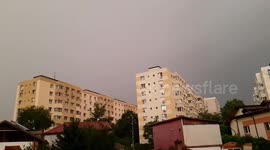 Apartment building hit by a thunder