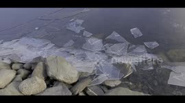 Mesmerising clip shows ice breaking up on Canadian shoreline