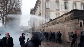 Police tries to disperse an anti 