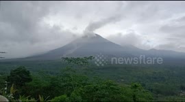 The Latest Situation of Mount Semeru in the Morning From the Lumajang Monitoring Post, East Java, Indonesia