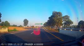 Car Hit By Huge Truck After Trying To Overtake It