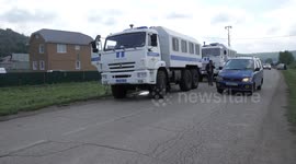 Clashes with the police during a protest near the mountain Kushtau, Republic of Bashkortostan