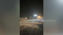 Snow blizzard batters cars in Saudi Arabia