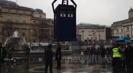Filming a Doctor Who stunt sequence in Trafalgar Square