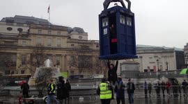 Stunt filming for Doctor Who in Trafalgar Square