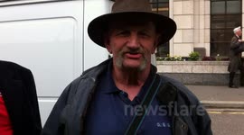 Protester At Thatchers Funeral