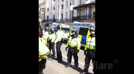 Brighton March For England V's Anti-Fascist protesters 2013