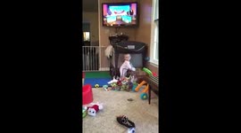 Cute Baby Waves, Falls Into Box