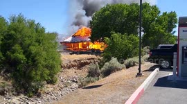 Heartbreaking moment fire destroyed 141-year-old wooden train station in Ohio