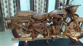 Motorcycle enthusiast carves entire bike out of wood in southern India