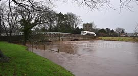 The River Wyre floods at St Michaels as torrential rain from Storm Christoph continue across northwest England