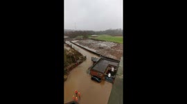 20.01.2021 Storm Christoph flooded road fields and surroundings of Welkin Mill on Welkin Road in Bredbury near Stockport