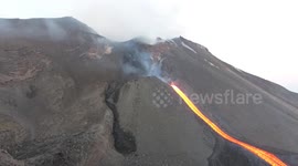 Stromboli amazing footage of the lava flow