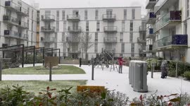 Children and residents enjoy the London snow In Wembley